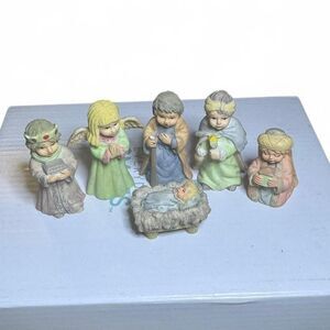 Mini Christmas Nativity Set 6 Figure Religious Holiday Decor